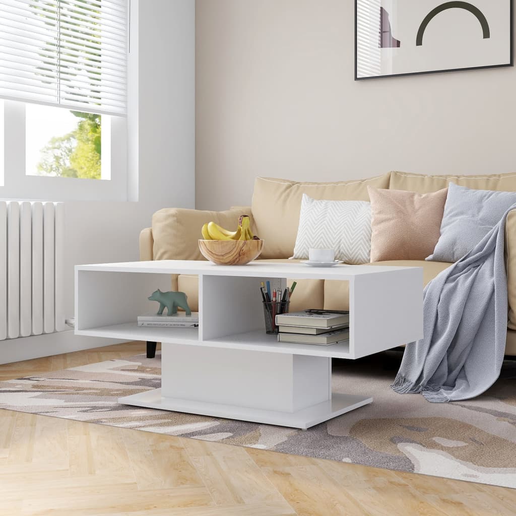 Coffee Table White 103.5x50x44.5 cm Engineered Wood - Newstart Furniture