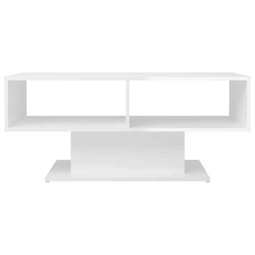 Coffee Table High Gloss White 103.5x50x44.5 cm Engineered Wood - Newstart Furniture