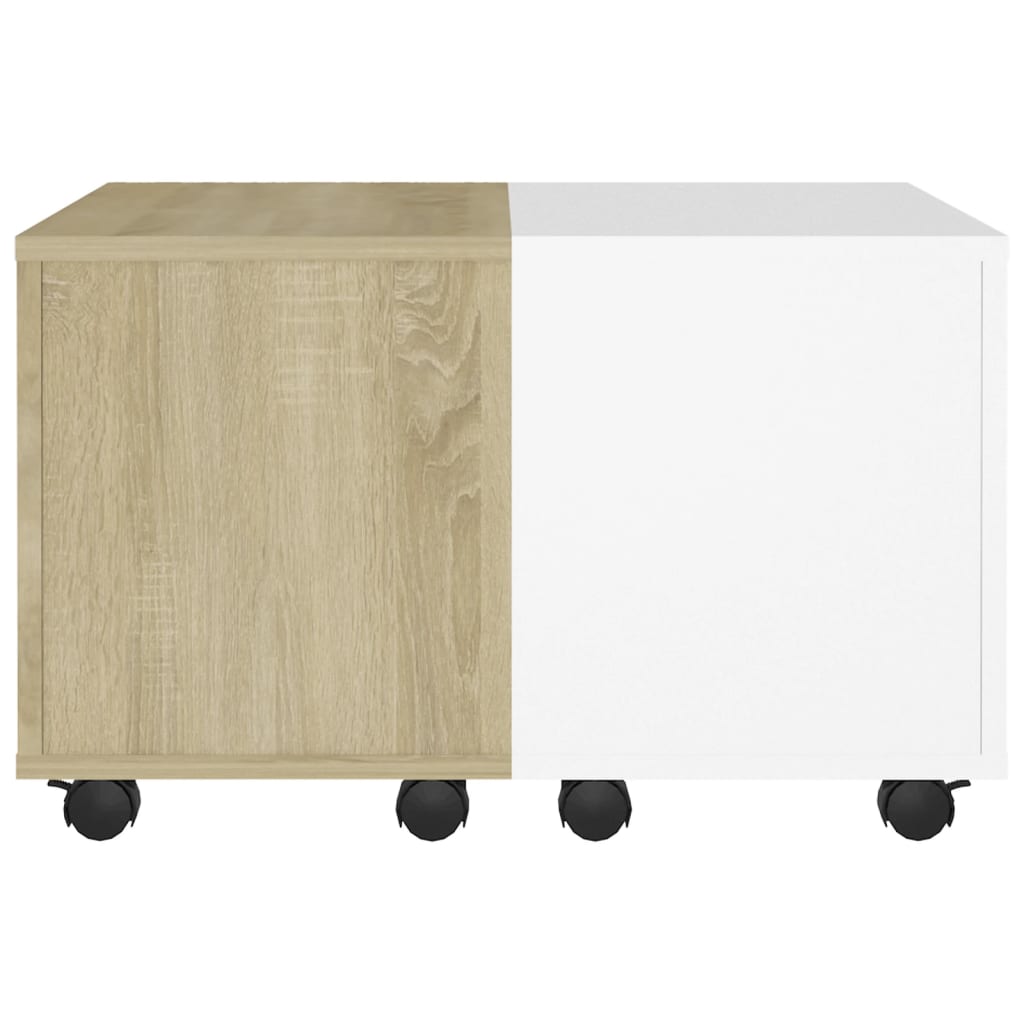 Coffee Table White and Sonoma Oak 60x60x38 cm Engineered Wood - Newstart Furniture