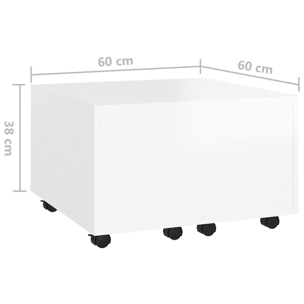 Coffee Table High Gloss White 60x60x38 cm Engineered Wood - Newstart Furniture