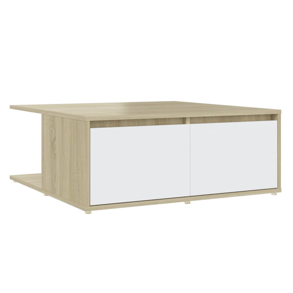 Coffee Table White and Sonoma Oak 80x80x31 cm Engineered Wood - Newstart Furniture
