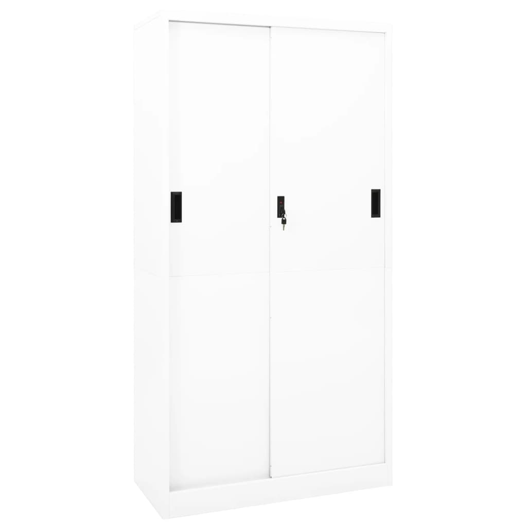 Office Cabinet with Sliding Door White 90x40x180 cm Steel - Newstart Furniture