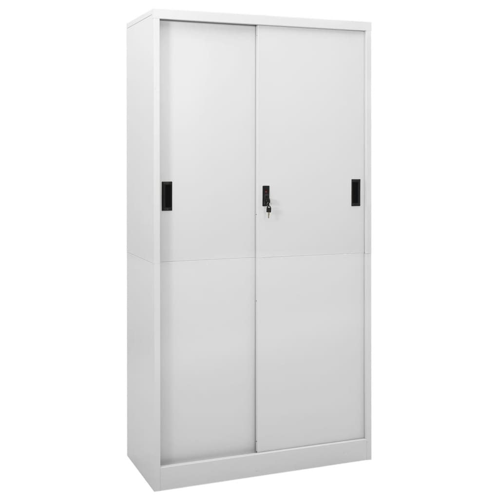 Office Cabinet with Sliding Door Light Grey 90x40x180 cm Steel - Newstart Furniture