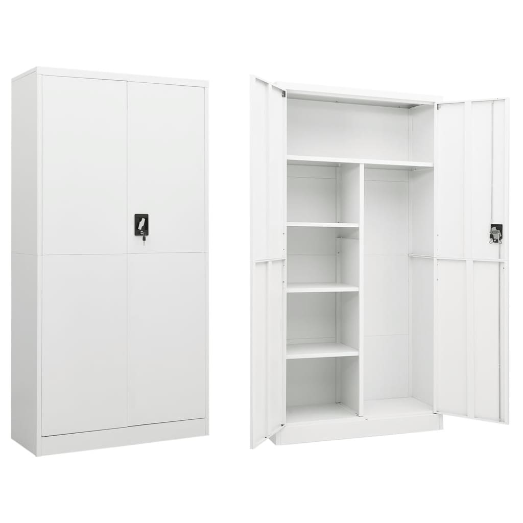 Locker Cabinet White 90x40x180 cm Steel - Newstart Furniture