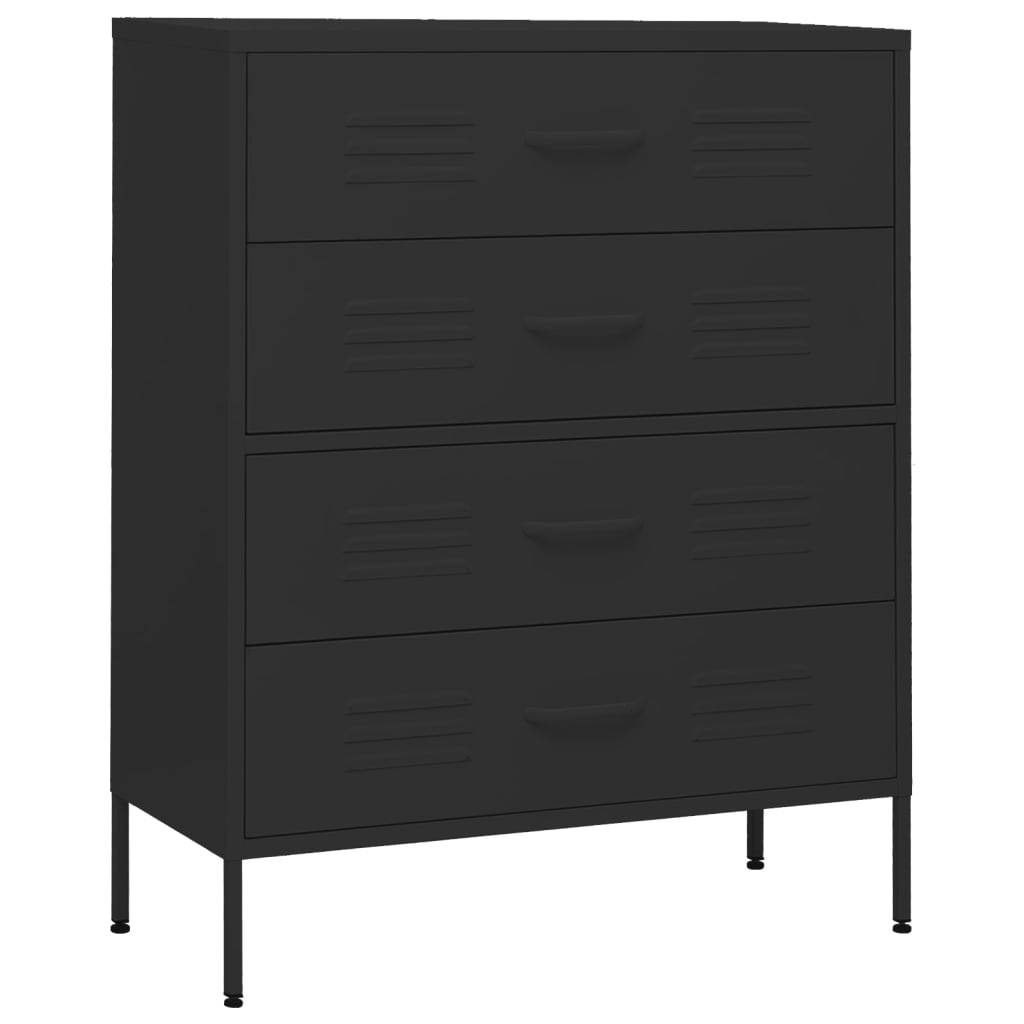 Chest of Drawers Black 80x35x101.5 cm Steel - Newstart Furniture