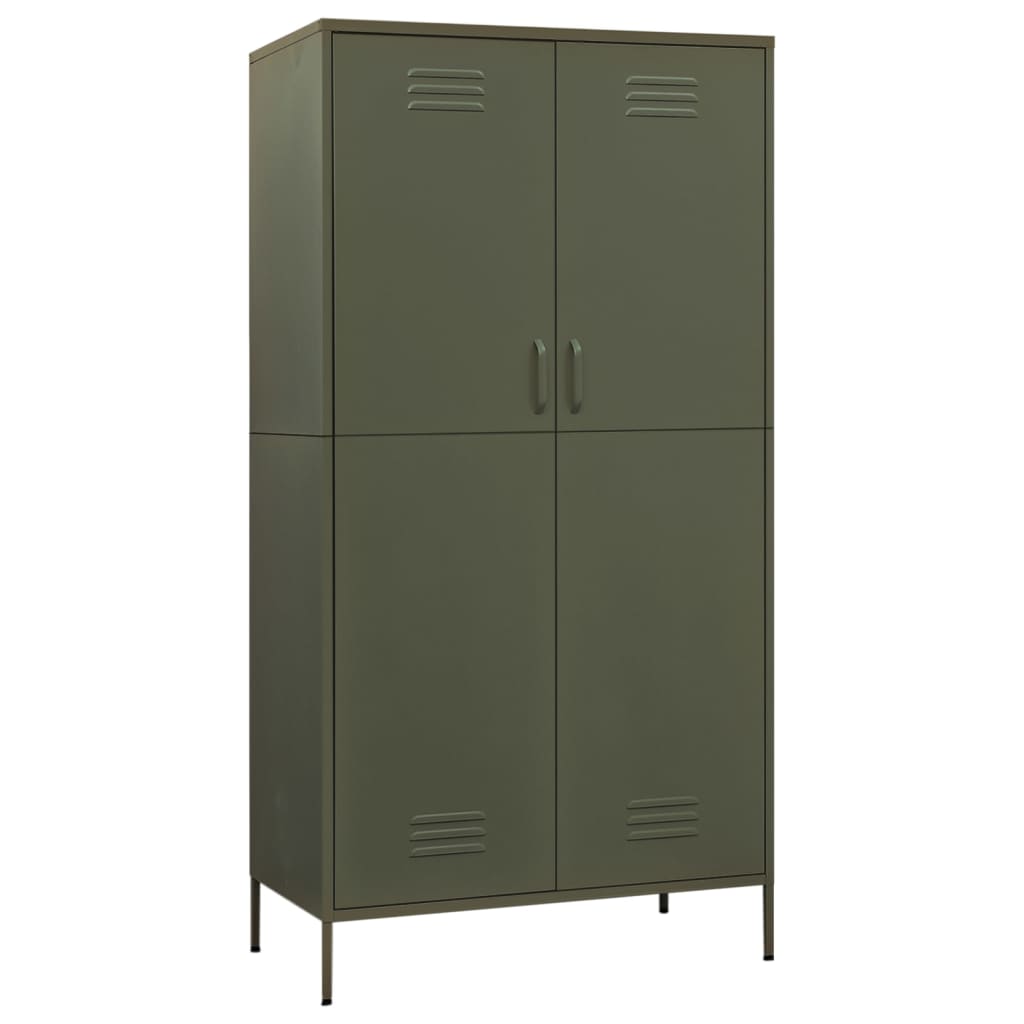 Wardrobe Olive Green 90x50x180 cm Steel - Newstart Furniture