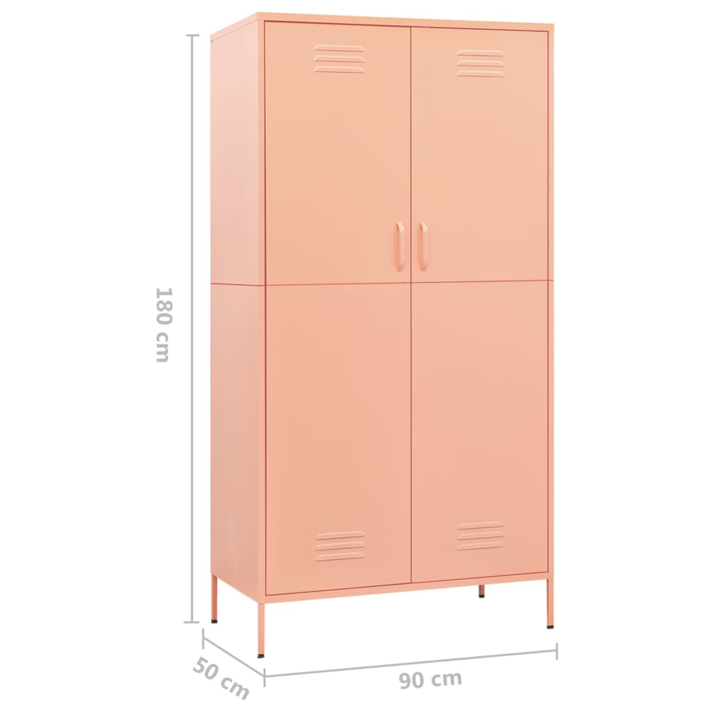 Wardrobe Pink 90x50x180 cm Steel - Newstart Furniture