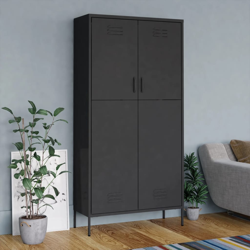 Wardrobe Anthracite 90x50x180 cm Steel - Newstart Furniture