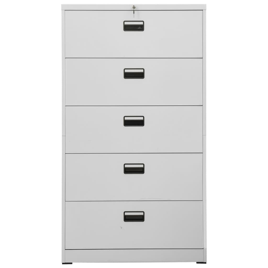 Filing Cabinet Light Grey 90x46x164 cm Steel - Newstart Furniture