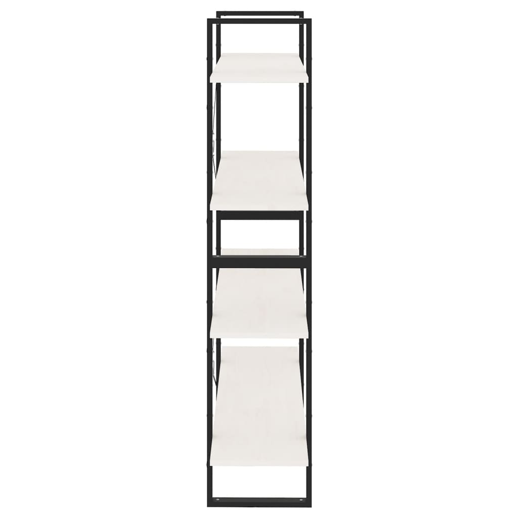 4-Tier Book Cabinet White 100x30x140 cm Solid Pine Wood - Newstart Furniture
