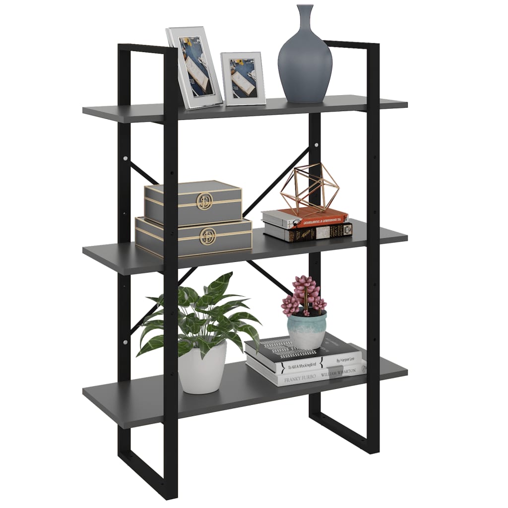 Book Cabinet Grey 80x30x105 cm Engineered Wood - Newstart Furniture
