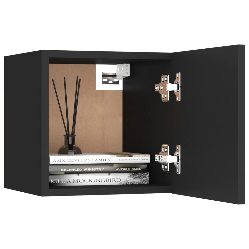 Bedside Cabinet Black 30.5x30x30 cm Engineered Wood - Newstart Furniture