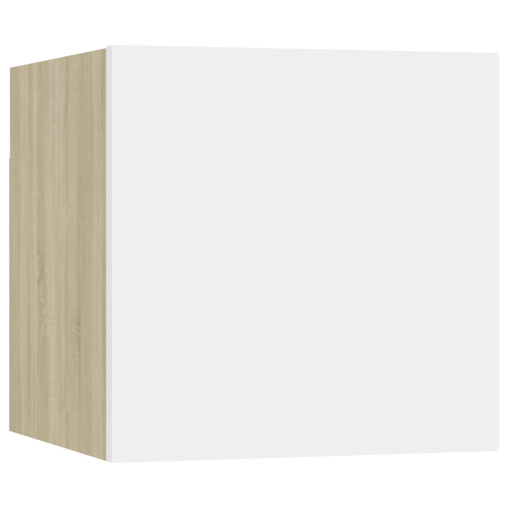 Bedside Cabinet White and Sonoma Oak 30.5x30x30 cm Engineered Wood - Newstart Furniture