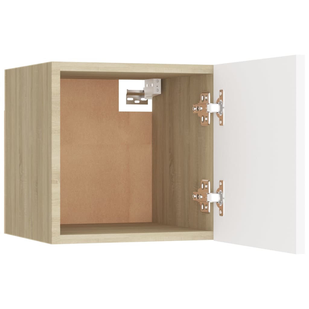 Bedside Cabinets 2 pcs White & Sonoma Oak 30.5x30x30 cm Engineered Wood - Newstart Furniture