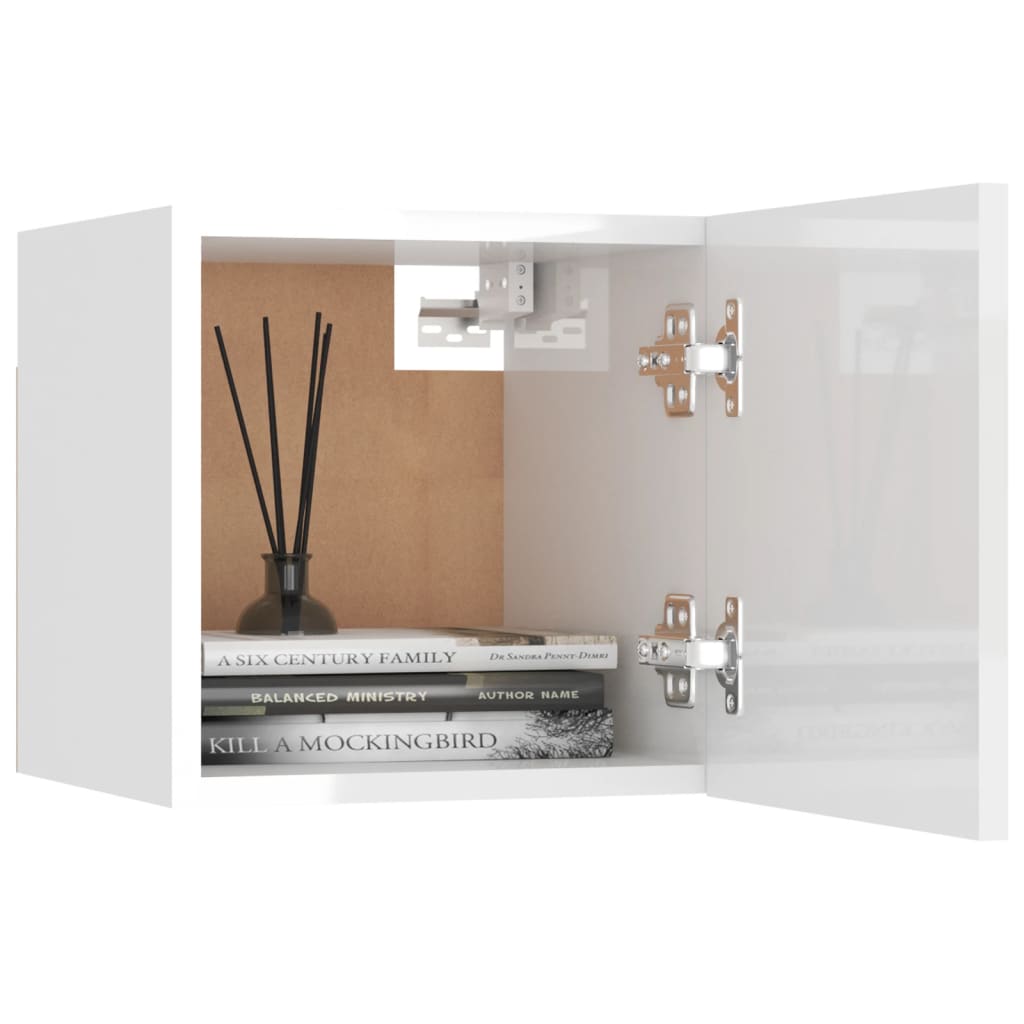 Bedside Cabinet High Gloss White 30.5x30x30 cm Engineered Wood - Newstart Furniture