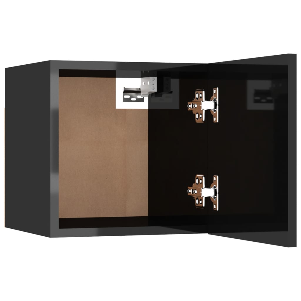 Bedside Cabinet High Gloss Black 30.5x30x30 cm Engineered Wood - Newstart Furniture