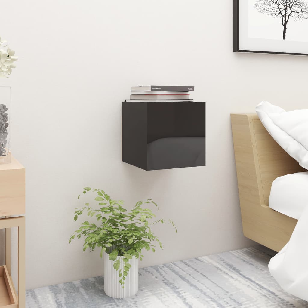 Bedside Cabinet High Gloss Black 30.5x30x30 cm Engineered Wood - Newstart Furniture