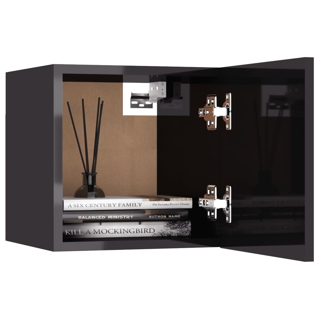Bedside Cabinet High Gloss Grey 30.5x30x30 cm Engineered Wood - Newstart Furniture