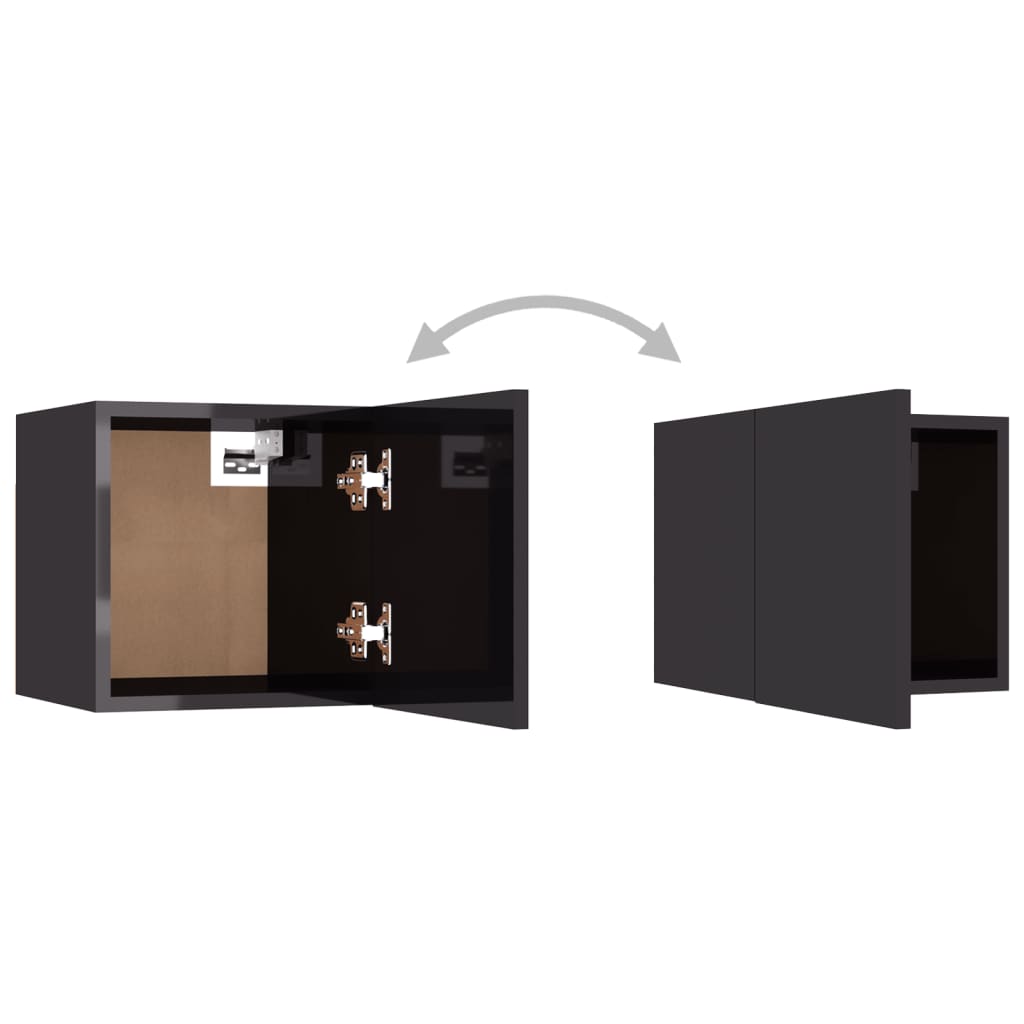 Bedside Cabinet High Gloss Grey 30.5x30x30 cm Engineered Wood - Newstart Furniture