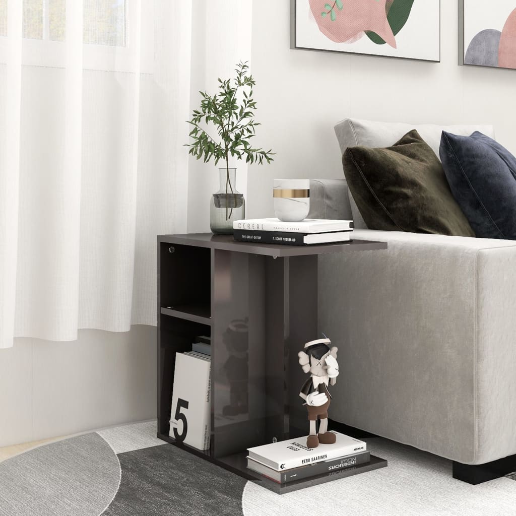 Side Table High Gloss Grey 50x30x50 cm Engineered Wood - Newstart Furniture
