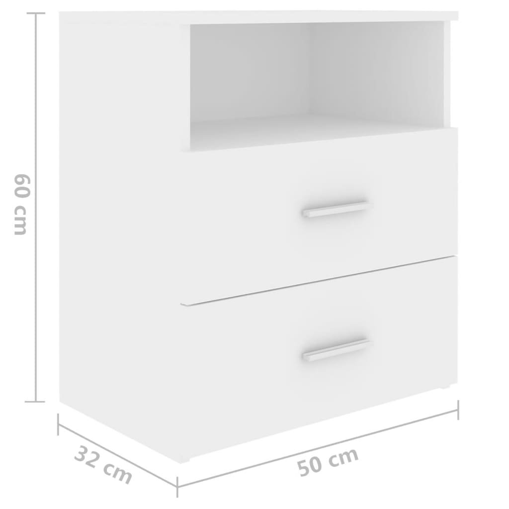 Bed Cabinets 2 pcs White 50x32x60 cm - Newstart Furniture