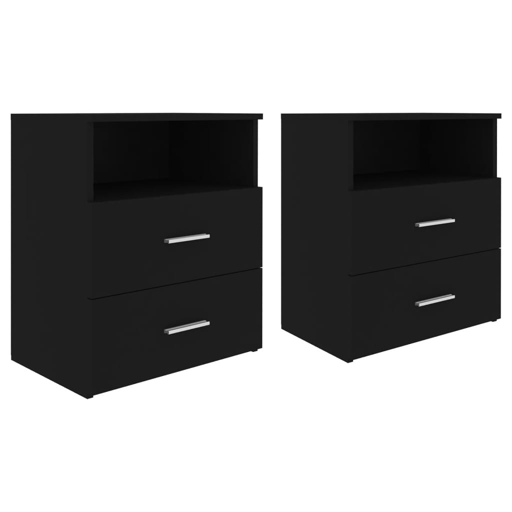 Bed Cabinets 2 pcs Black 50x32x60 cm - Newstart Furniture