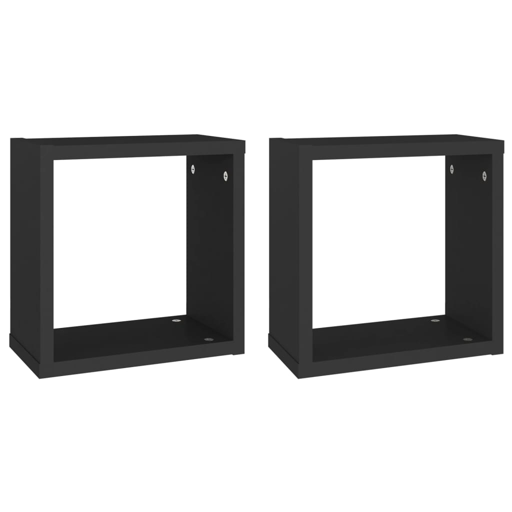 Wall Cube Shelves 2 pcs Black 30x15x30 cm - Newstart Furniture