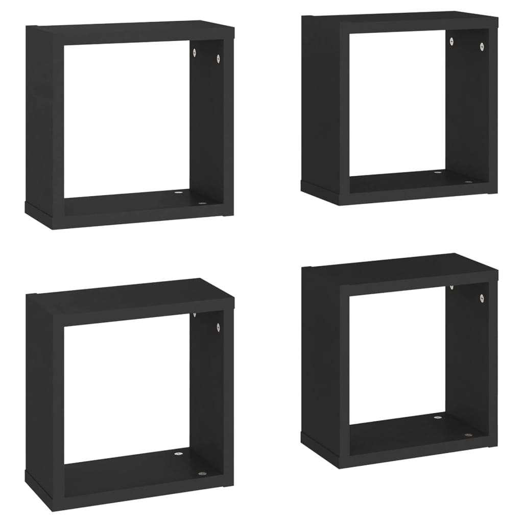 Wall Cube Shelves 4 pcs Black 30x15x30 cm - Newstart Furniture