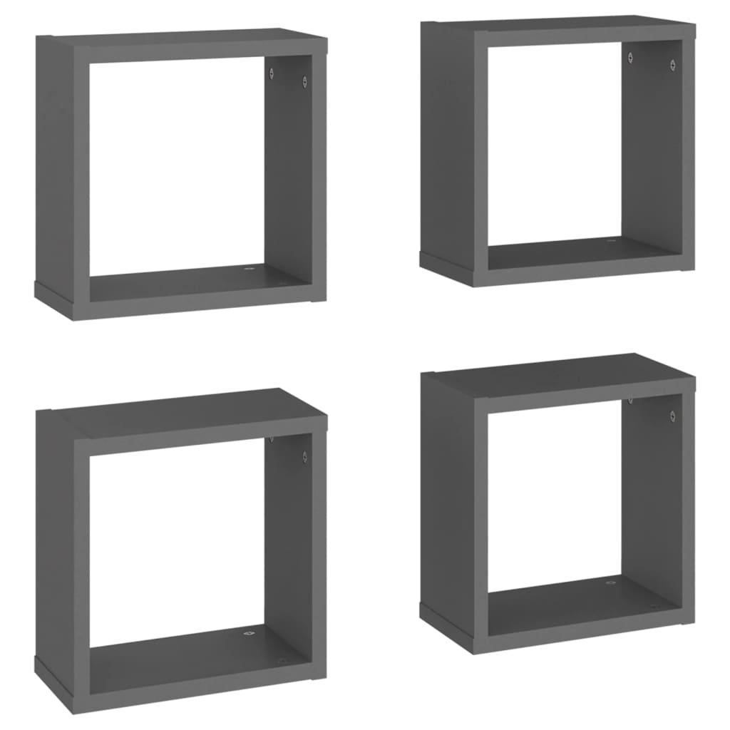 Wall Cube Shelves 4 pcs Grey 30x15x30 cm - Newstart Furniture