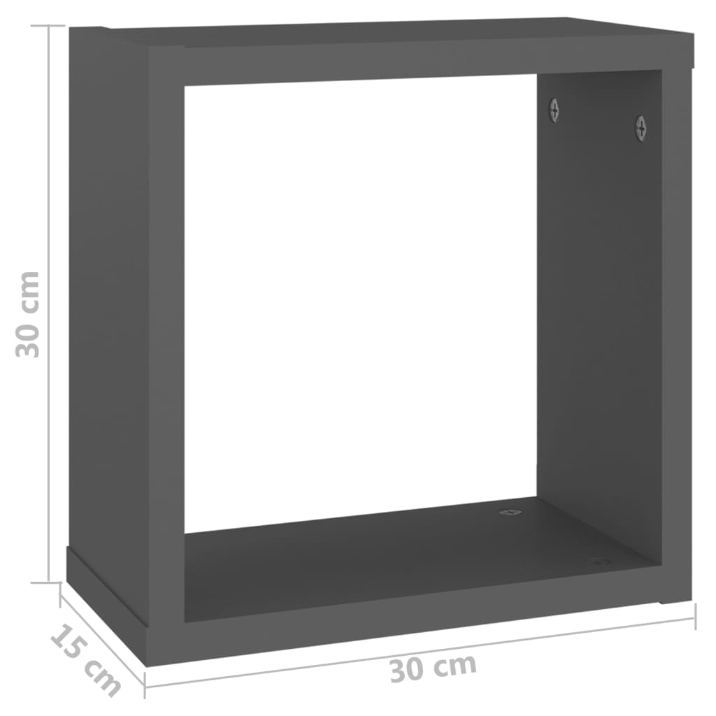 Wall Cube Shelves 6 pcs Grey 30x15x30 cm - Newstart Furniture