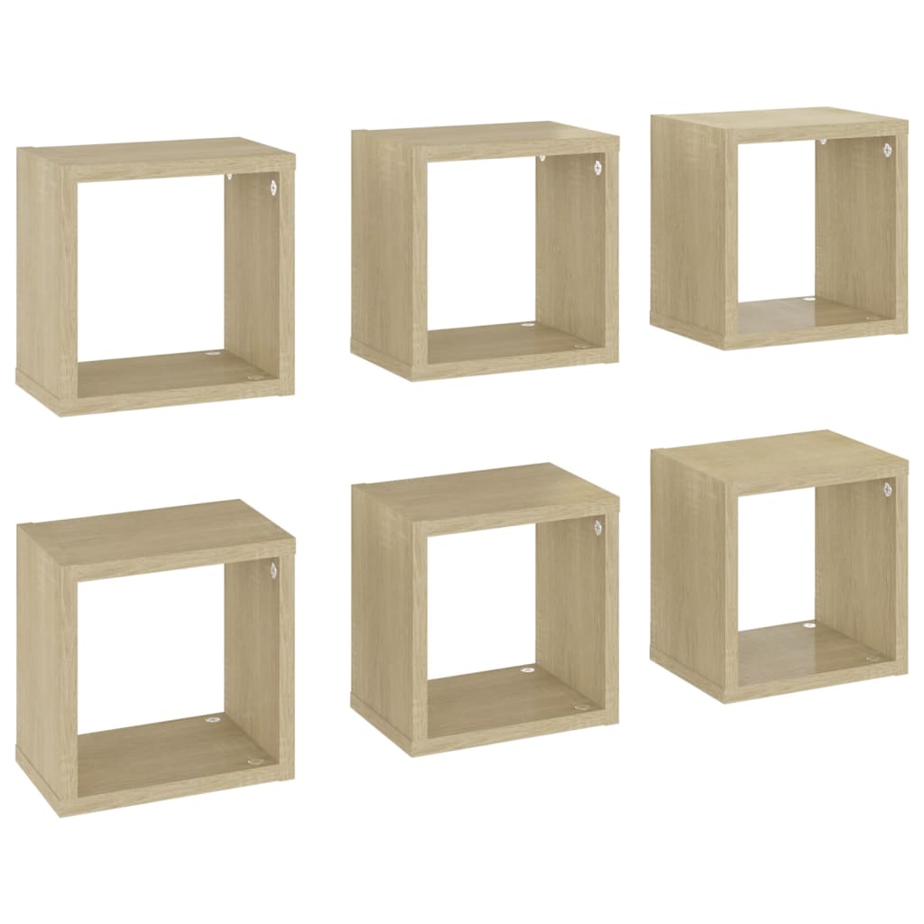 Wall Cube Shelves 6 pcs Sonoma Oak 22x15x22 cm - Newstart Furniture
