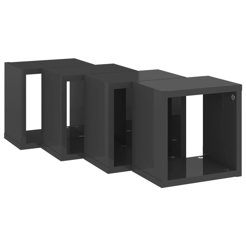 Wall Cube Shelves 4 pcs High Gloss Grey 22x15x22 cm - Newstart Furniture