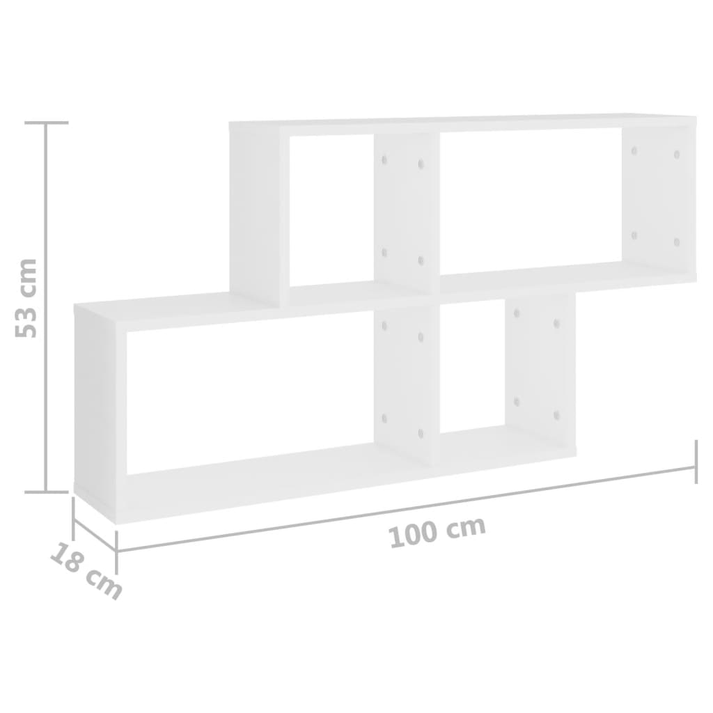 Wall Shelf White 100x18x53 cm Engineered Wood - Newstart Furniture