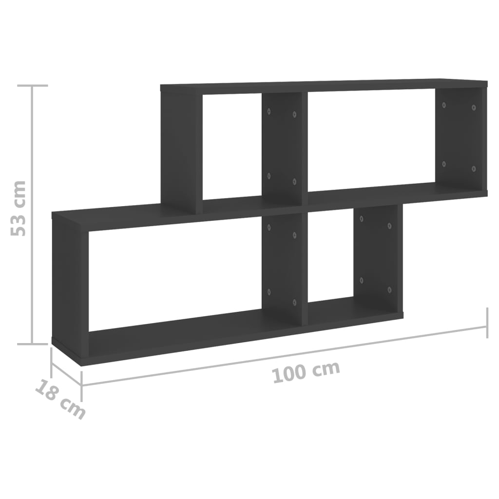 Wall Shelf Grey 100x18x53 cm Engineered Wood - Newstart Furniture