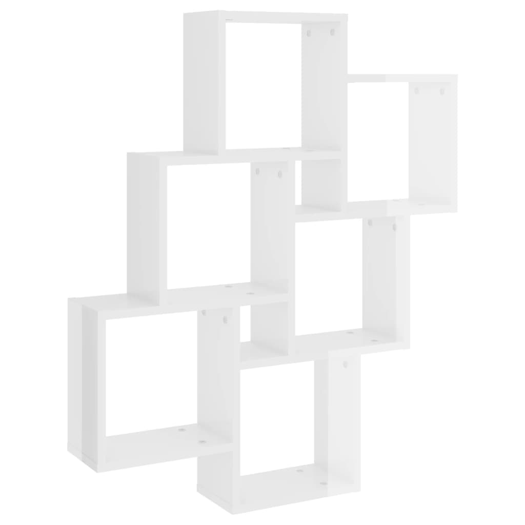 Wall Cube Shelf High Gloss White 78x15x93 cm Engineered Wood - Newstart Furniture