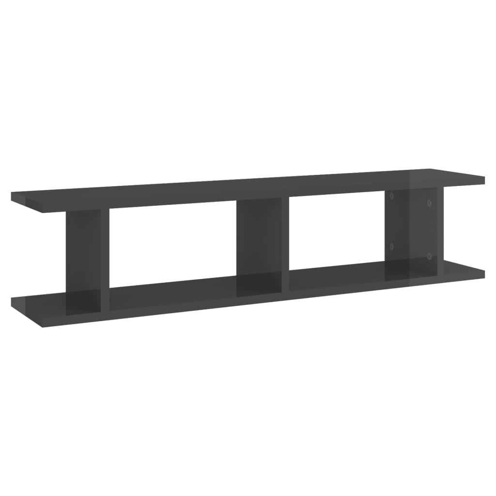 Wall Shelves 2 pcs High Gloss Grey 90x18x20 cm Engineered Wood - Newstart Furniture