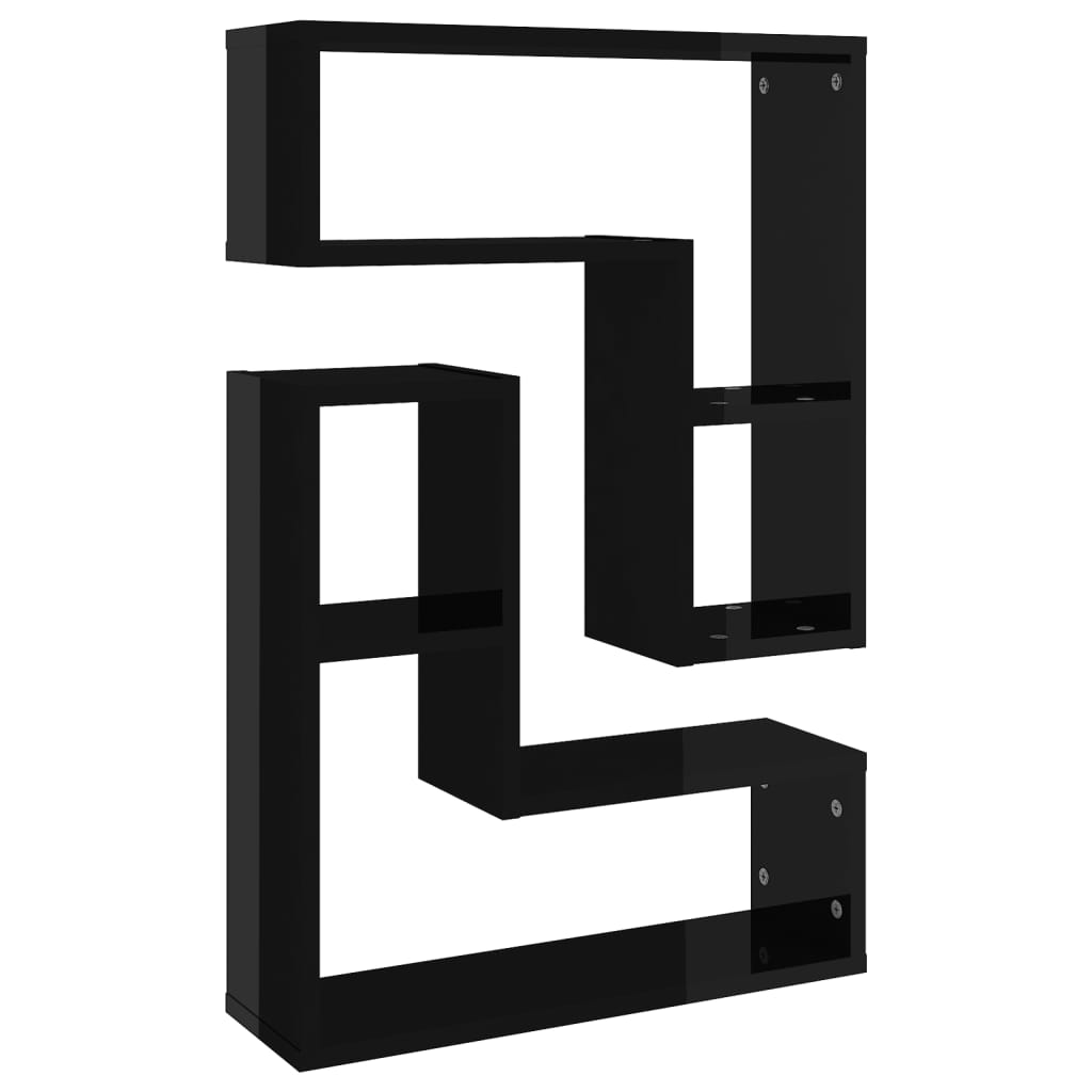 Wall Shelves 2 pcs High Gloss Black 50x15x50 cm Engineered Wood - Newstart Furniture
