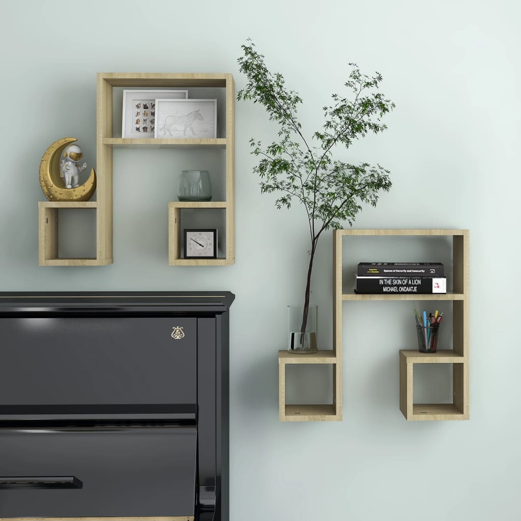 Wall Shelves 2 pcs Sonoma Oak 50x15x50 cm Engineered Wood - Newstart Furniture