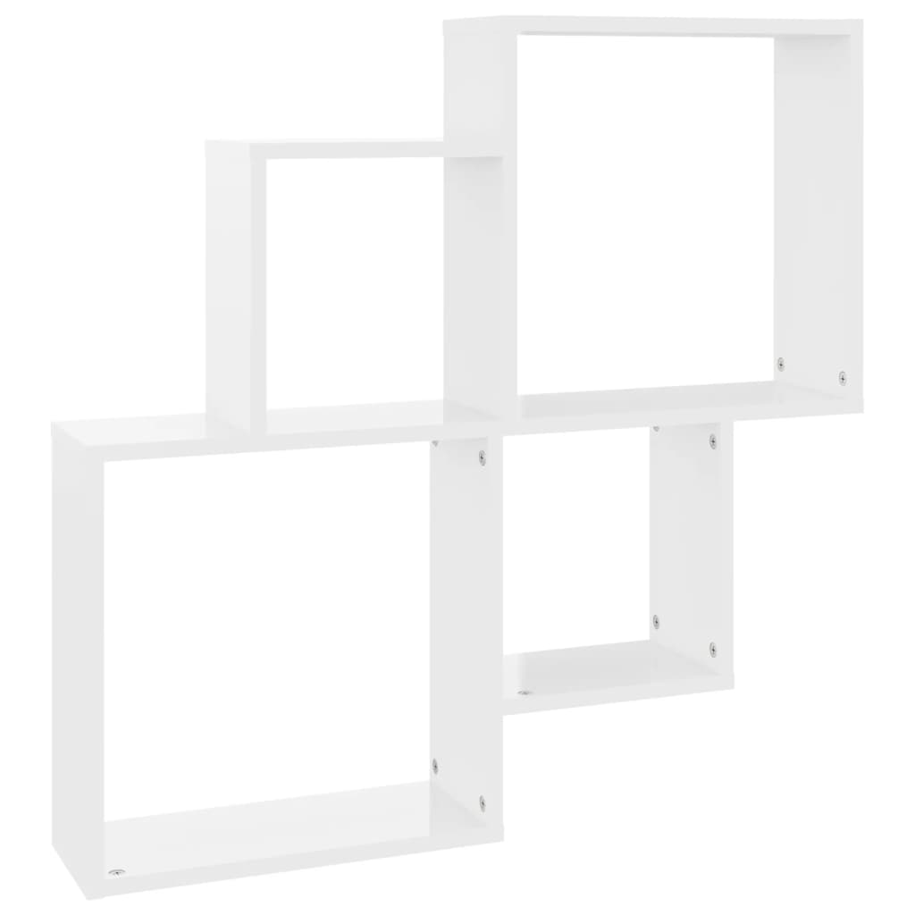 Wall Cube Shelf High Gloss White 80x15x78.5 cm Engineered Wood - Newstart Furniture