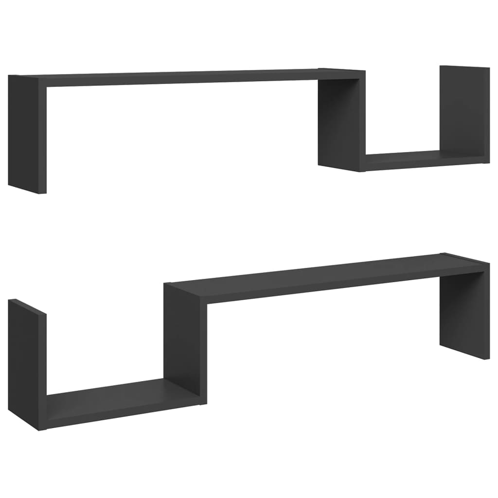 Wall Shelves 2 pcs Grey 100x15x20 cm Engineered Wood - Newstart Furniture