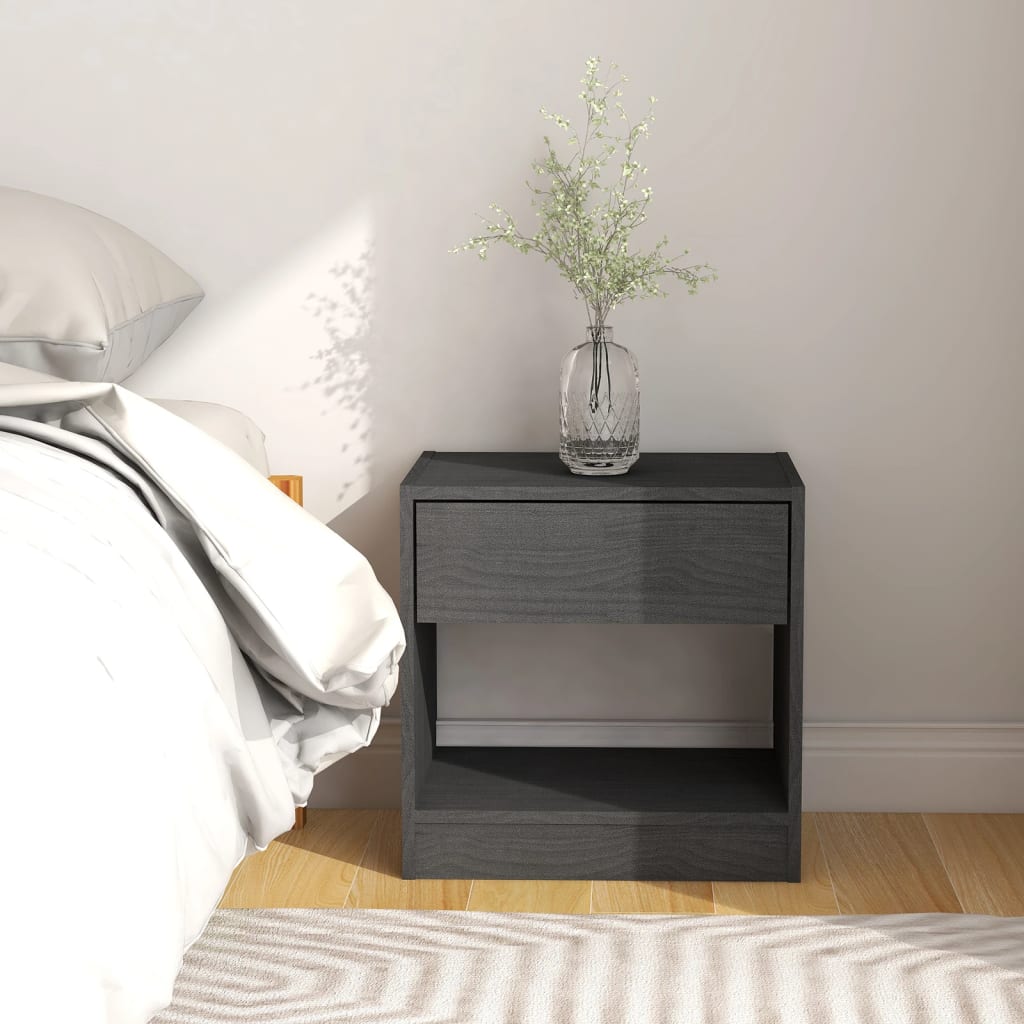 Bedside Cabinets 2 pcs Grey 40x31x40 cm Solid Pinewood - Newstart Furniture