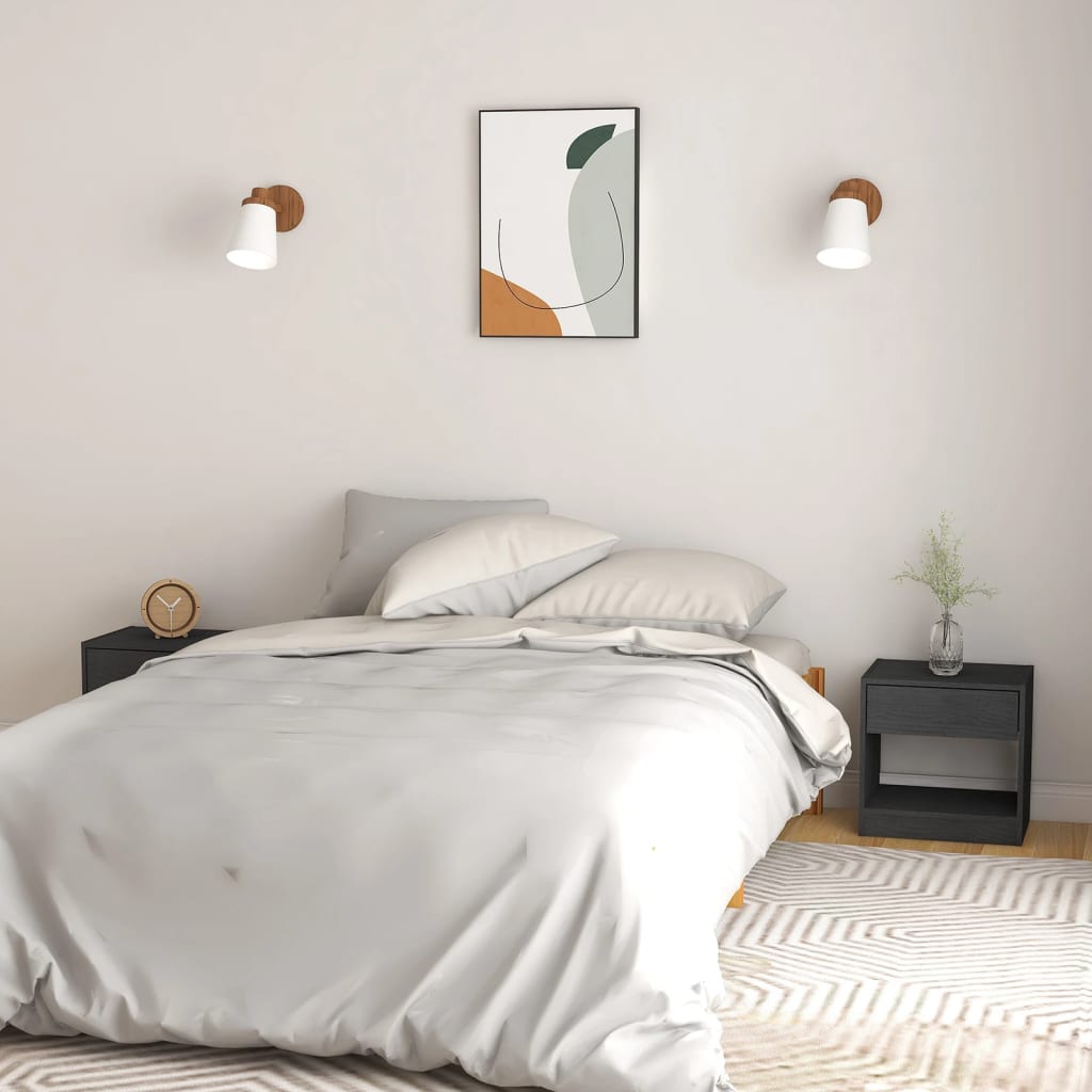 Bedside Cabinets 2 pcs Grey 40x31x40 cm Solid Pinewood - Newstart Furniture