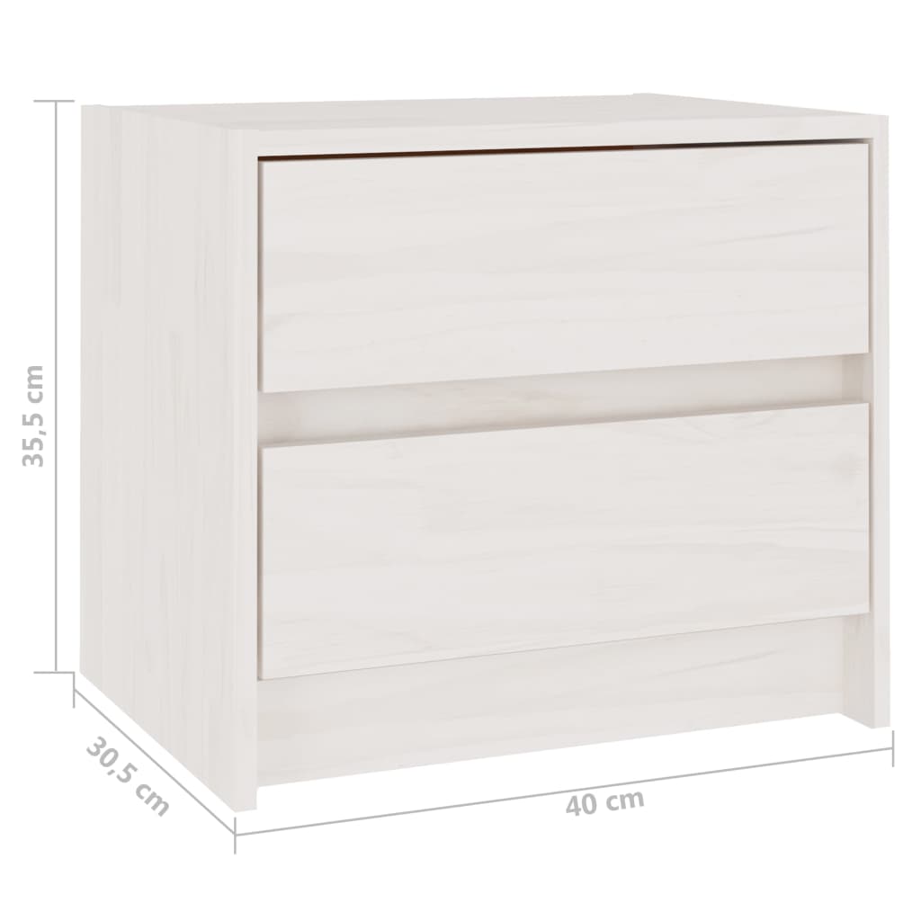 Bedside Cabinet White 40x30.5x35.5 cm Solid Pine Wood - Newstart Furniture
