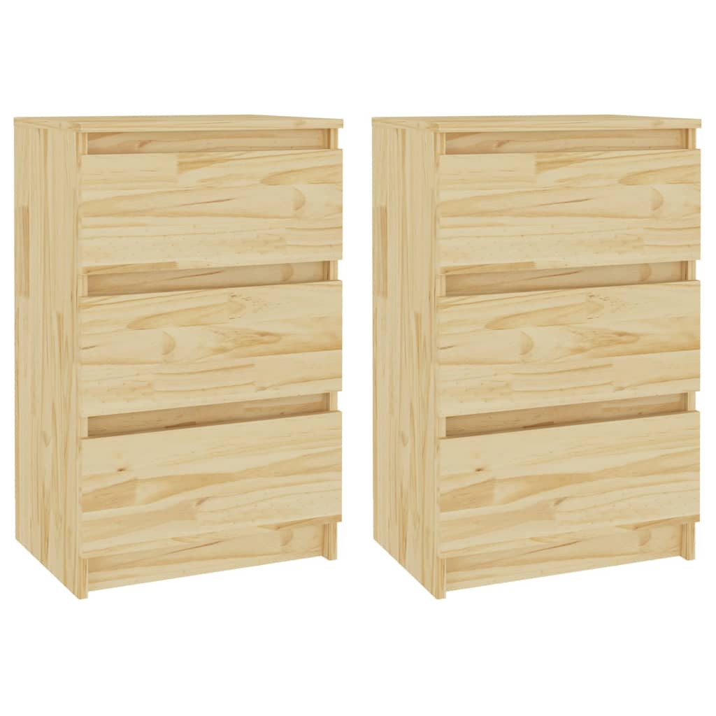 Bedside Cabinets 2 pcs 40x29.5x64 cm Solid Pine Wood - Newstart Furniture