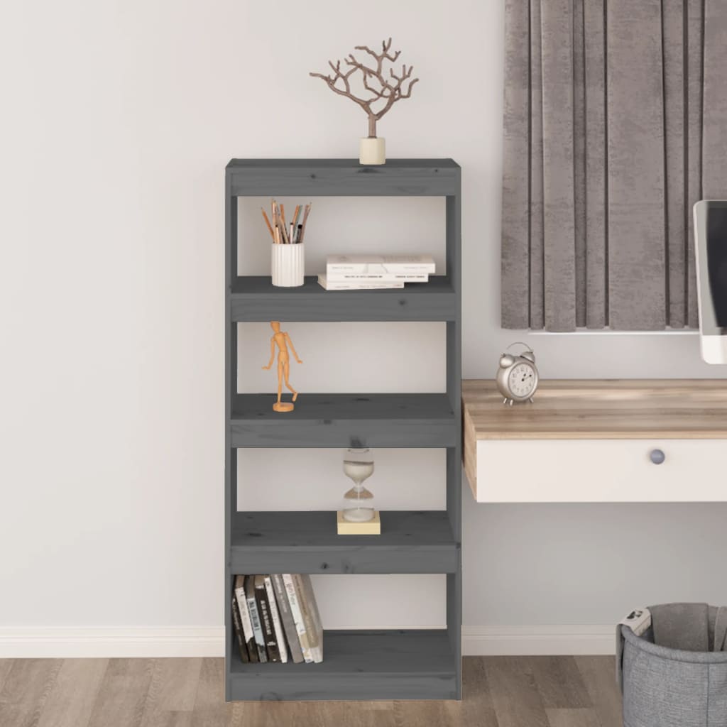 Book Cabinet/Room Divider Grey 60x30x135.5 cm Solid Wood Pine - Newstart Furniture