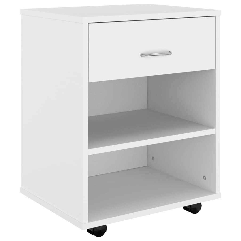 Rolling Cabinet White 46x36x59 cm Engineered Wood - Newstart Furniture