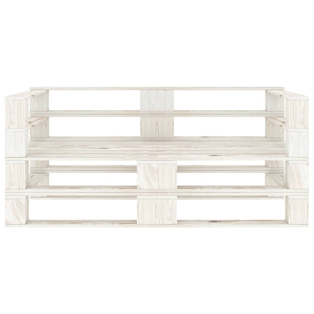 Garden 2-Seater Pallet Sofa White Solid Pinewood - Newstart Furniture