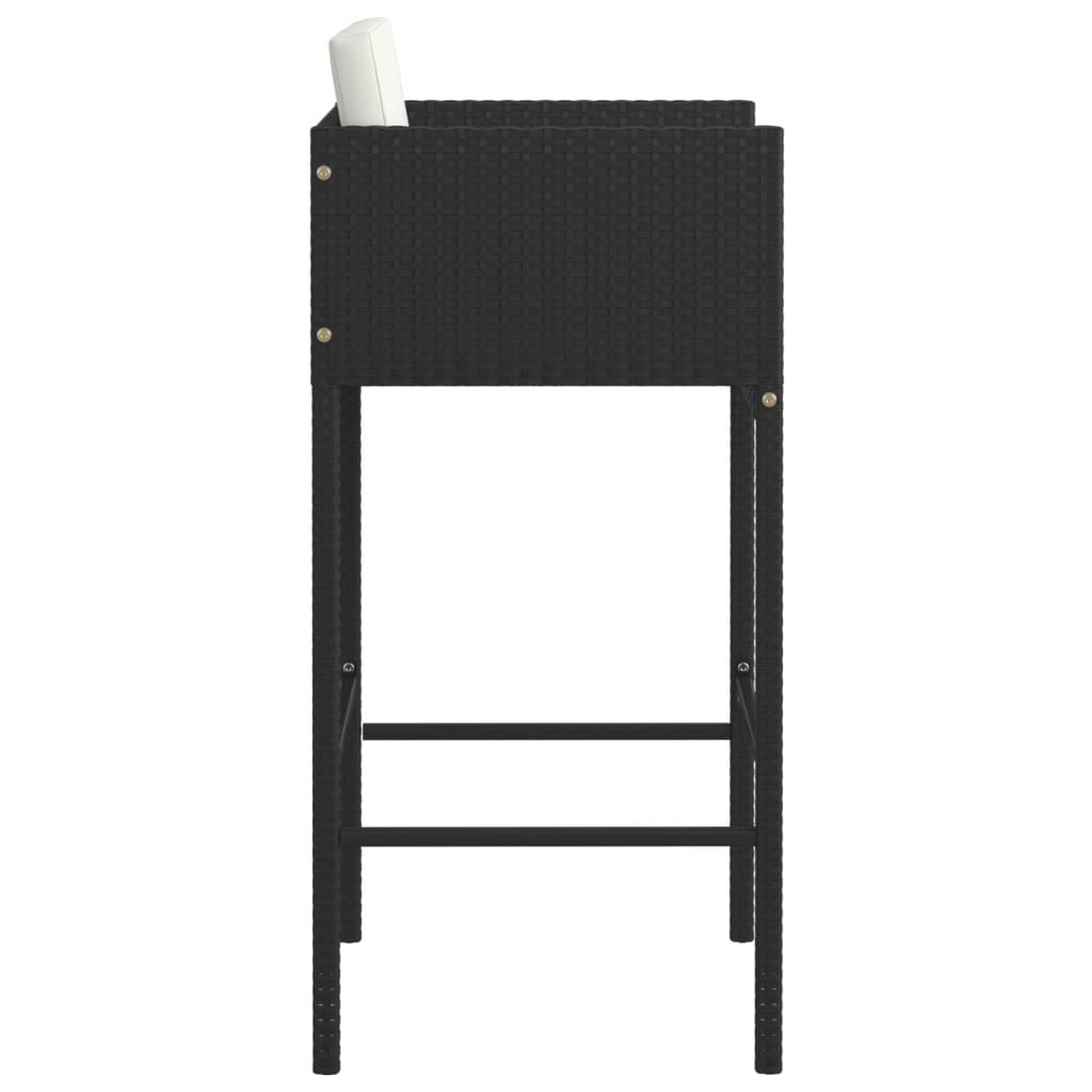 Bar Stools 4 pcs with Cushions Black Poly Rattan - Newstart Furniture