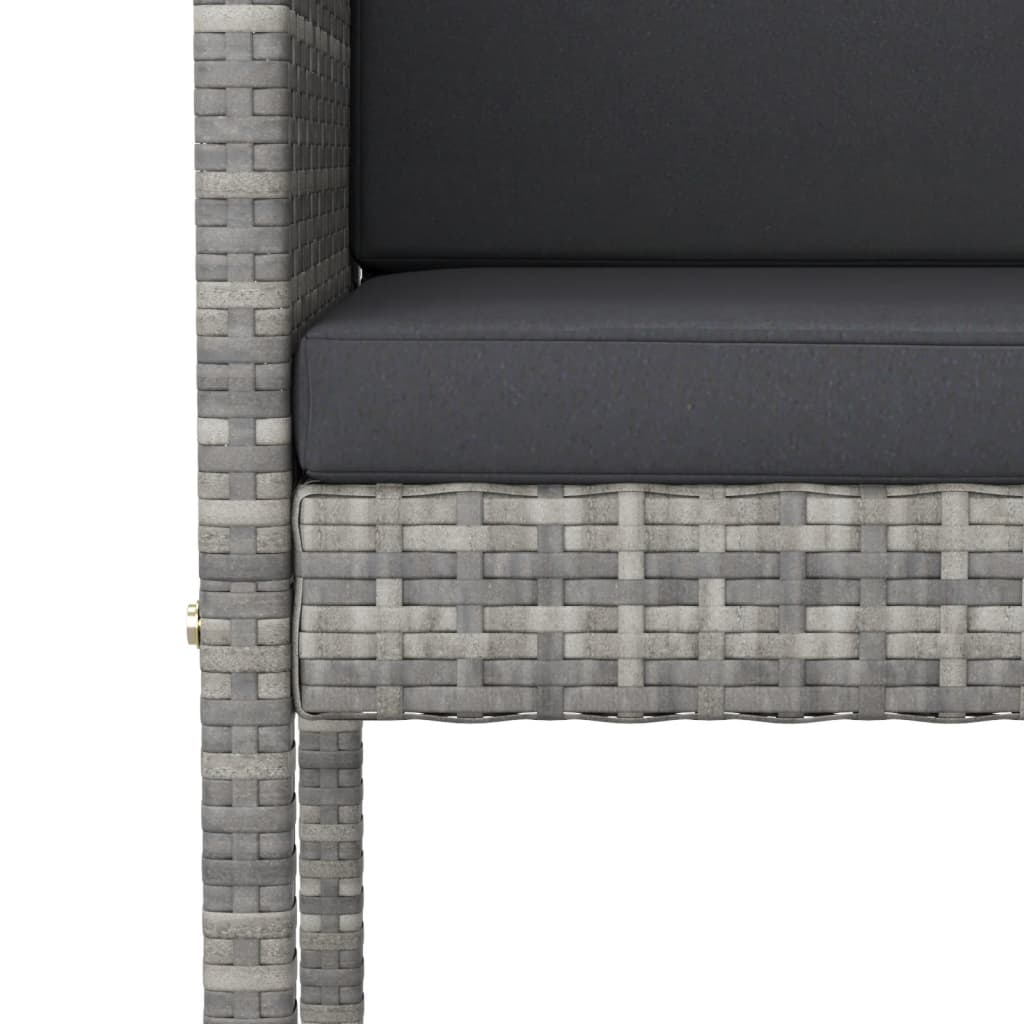 Bar Stools 4 pcs with Cushions Grey Poly Rattan - Newstart Furniture