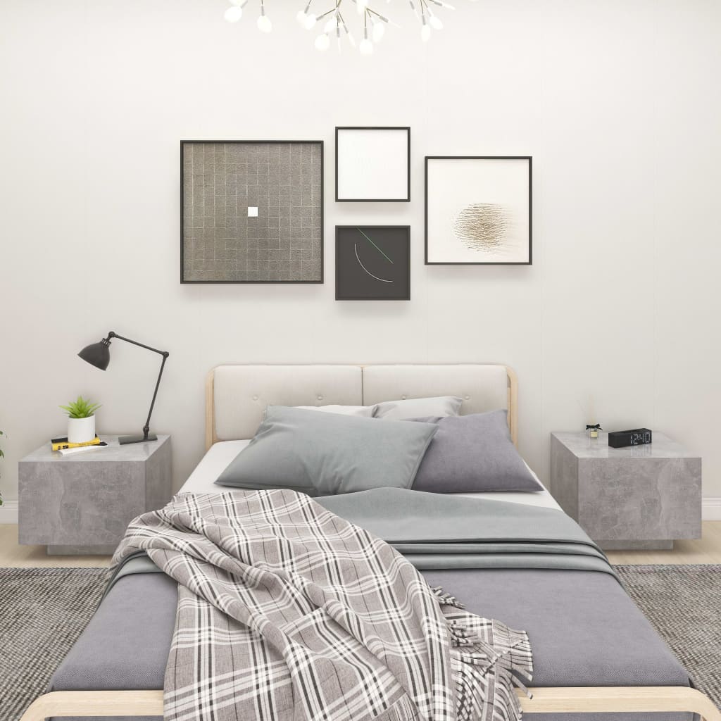 Bedside Cabinet Concrete Grey 100x35x40 cm Engineered Wood - Newstart Furniture